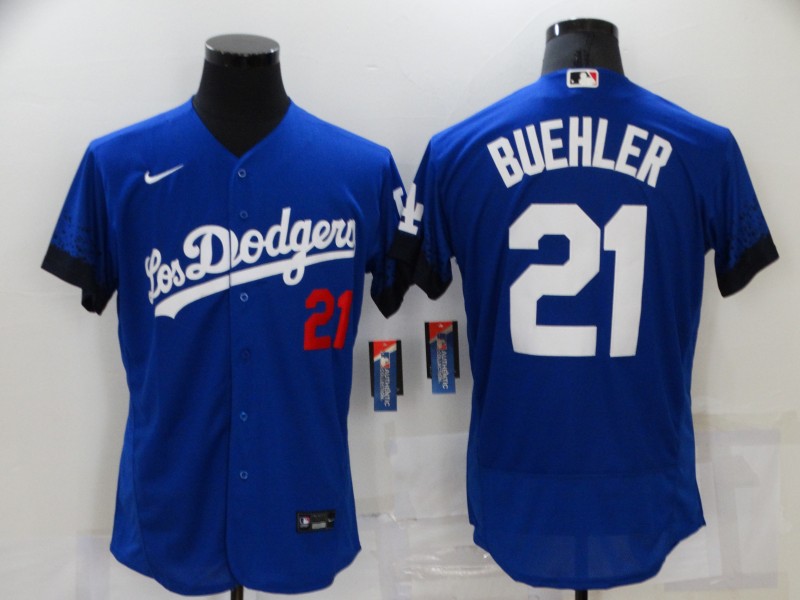 Men Los Angeles Dodgers #21 Buehler Blue City Edition Elite Nike 2021 MLB Jersey